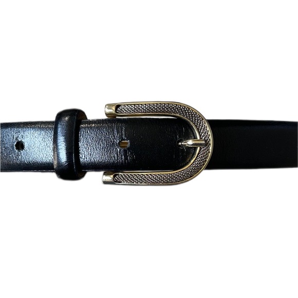 made in Italy Accessories Black Leather Single Horse Bit Belt Made